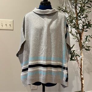 Sabrina Poncho Gray Blue Talbots Oversized XS-S